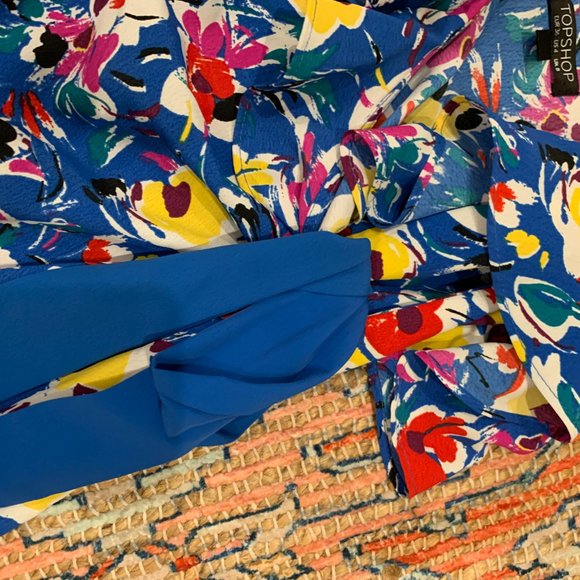 Blue Floral Off the Shoulder Wrap Dress - Topshop - Picture 5 of 7